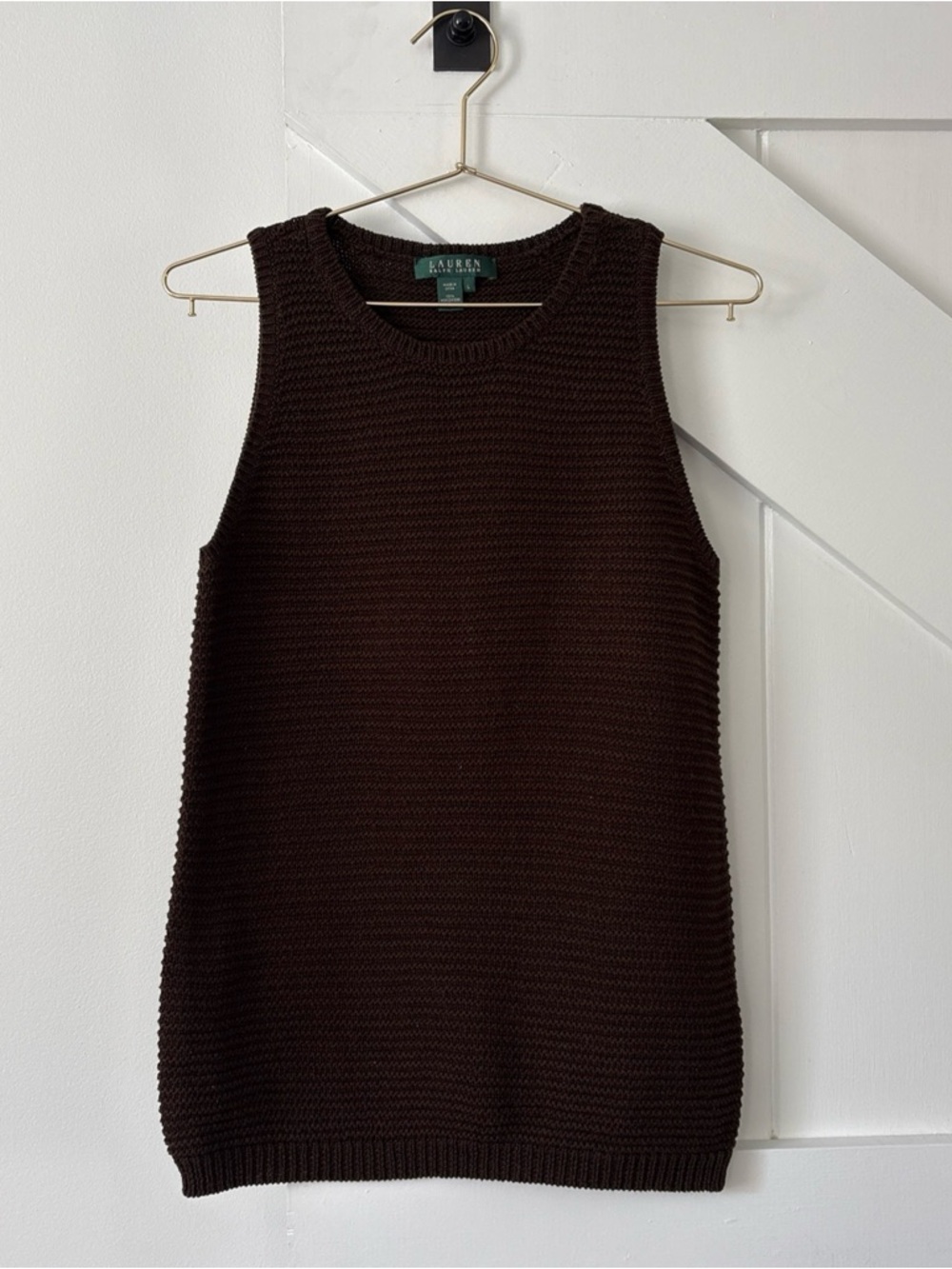 Lauren Ralph Lauren Women’s Knit Sweater Vest Brown Size Large Casual Classic